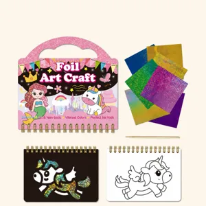 Kids Foil Art Craft Kit DIY Glitter Scratch Painting Set Educational Toys for Children