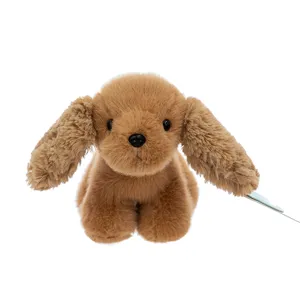 Cute brown puppy plush toy soft stuffed animal doll kids birthday gift room decor cute toy