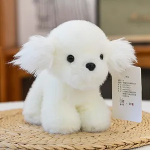 Cute white plush dog toy fluffy puppy stuffed animal doll kids birthday gift room decor