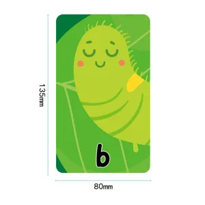 Kinder Alphabet Lernkarten Bildungskarte fruehe fruehfoerderung Raupe Design 80mm