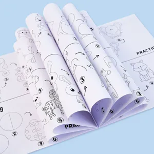 Children drawing book step by step animal doodle coloring practice pages for early learning