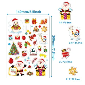 Christmas stickers cartoon Santa snowman scrapbooking waterproof holiday party decoration sheets