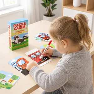 Kinder Englisch dreibuchstabige Wortpuzzle Karten Lernspielzeug Set für frühe Bildung.