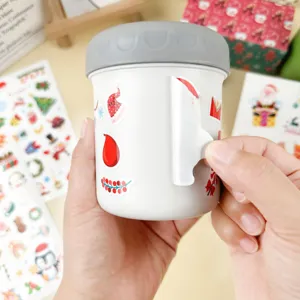 Christmas stickers DIY jar decoration, cute cartoon holiday decals for party craft scrapbooking.