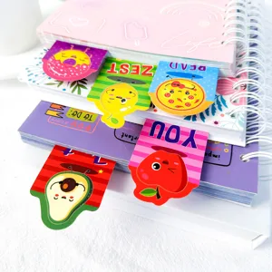 Cute cartoon fruit bookmarks set, fun magnetic paper page markers for kids students stationery.