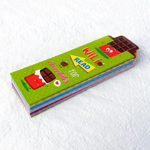 Cute cartoon paper bookmarks set with chocolate design for students and kids stationery.