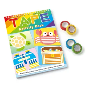 Kids DIY tape activity book set with colorful washi tape rolls for creative learning play