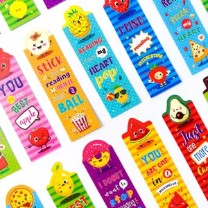 Cute cartoon fruit bookmarks set, funny paper book markers for kids and students reading stationery