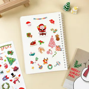 Christmas cartoon stickers for scrapbooking and diary decoration, cute holiday waterproof decal.