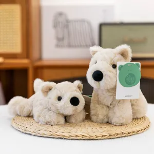 Cute fluffy puppy plush toy set, soft stuffed dog doll for kids, adorable room decor ornament.