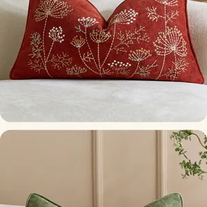 Luxury dandelion embroidered chenille throw pillow cover Nordic living room cushion case