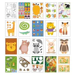 Kids craft kit detail showing various cute cartoon animal cutting templates for early education.