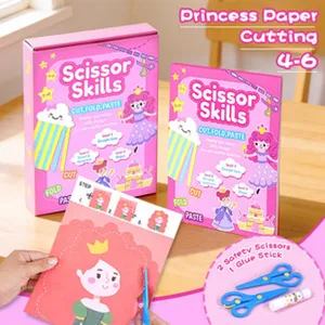 Kinder Schere Fähigkeiten Papierschneiden Handwerk DIY Spielzeug Set für Konzentration 4-6