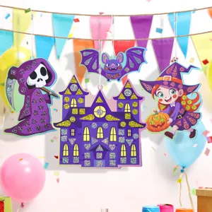 Halloween DIY mosaic sticker art kit children handmade craft shiny sparkly decorative hanging decor