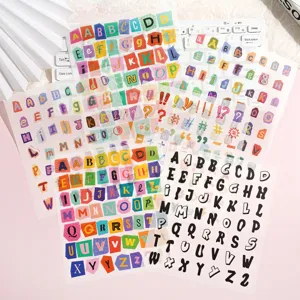 Colorful washi paper letter stickers for DIY journal decoration, cute alphabet sticker set.