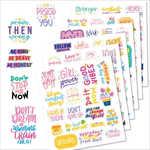 100pcs waterproof inspirational quote stickers for water bottle laptop luggage DIY decor.