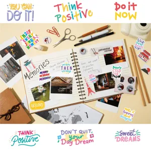 100pcs waterproof English inspirational quote stickers for DIY water bottle suitcase luggage decor.