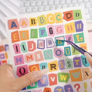 Retro alphabet washi sticker sheet for DIY scrapbooking, journaling and craft decoration.