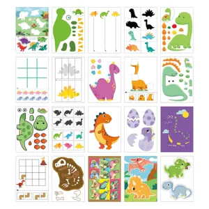 Kids dinosaur craft kit DIY activity book with cutting and pasting games for early learning.