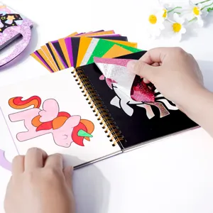 Kids DIY magic transfer foil art kit unicorn coloring notebook creative craft toy for children