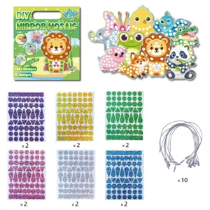 Kids DIY mirror mosaic sticker art set, colorful glitter foam stickers, educational toys.