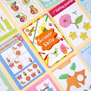 Children scissor skills paper cutting book kids craft kit cartoon DIY kindergarten activity set