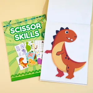 Children scissor skills activity book cute dinosaur DIY craft learning toy for kids