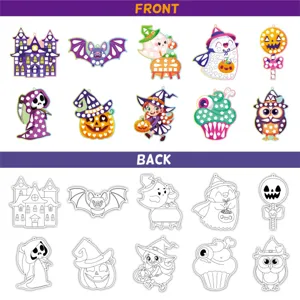 Halloween DIY mosaic sticker art kit children handmade craft toy set front and back design