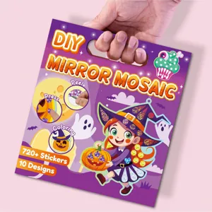 Halloween DIY mirror mosaic art craft kit with over 720 sparkly stickers and 10 fun designs.