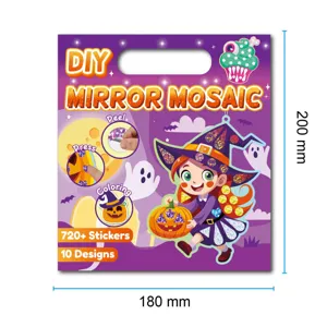 Kids Halloween DIY mirror mosaic sticker art kit with 720+ pieces and 10 fun designs.