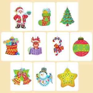Christmas DIY mosaic sticker craft kit for kids, festive handmade hanging decoration set.