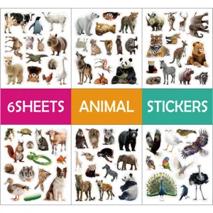 Cute realistic wild and domestic animal stickers set for DIY crafts and luggage decor