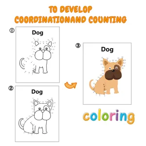 Schritt-für-Schritt Kinder Malbuch Detailansicht mit niedlicher Hunde Illustration.