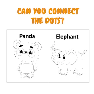 Kinder verbinden die Punkte Aktivitätsbuch Seite Panda und Elefant Lernspielzeug für Kinder