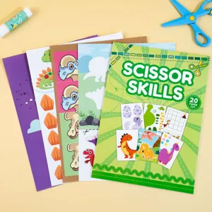 Kids scissor skills cutting activity book dinosaur paper craft set for early learning