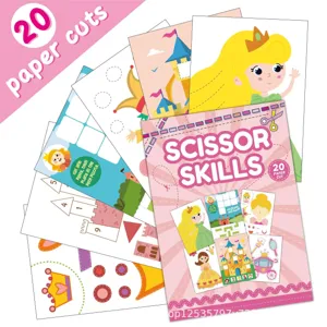 Libro di ritaglio carta forbici DIY per bambini tema principessa giocattolo educativo