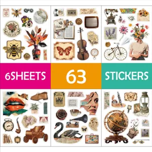 Vintage Washi Paper Stickers Retro Floral Butterfly Literary Quotes Journaling Scrapbooking Diary Waterproof Decals