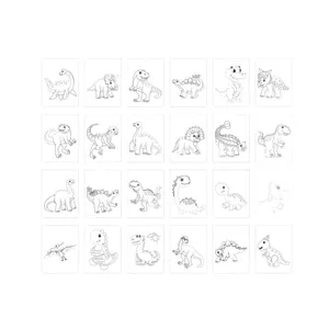 Children Dinosaur Dot-to-Dot Coloring Book Cute Cartoon Animals Drawing Book Kids Early Edu