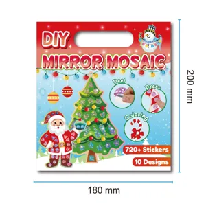 Christmas DIY mirror mosaic sticker art kit for kids, festive crafting activity toy main view.
