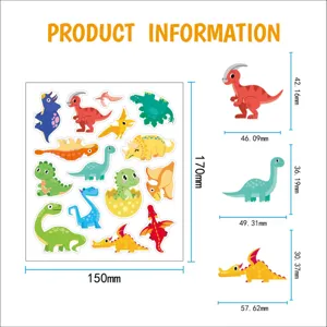 Cute cartoon dinosaur waterproof stickers sheet for DIY luggage water bottle decoration.