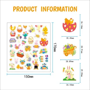 Easter stickers waterproof DIY decal cute bunny chick eggs decorative sticker sheet 150x170mm