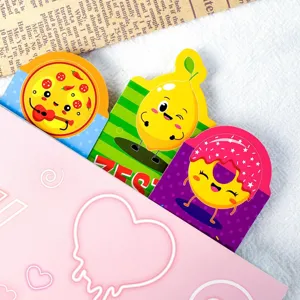 Cute cartoon fruit food bookmarks sticky notes set, colorful paper index tabs for kids students.