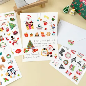 Christmas stickers set cartoon greeting card scrapbooking holiday party decorations