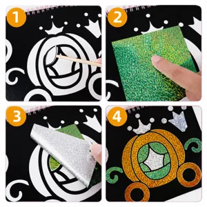 Children DIY foil art craft book magic princess sticker notebook creative handmade painting