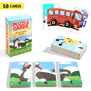 Kinder Englisch Lernkarten Dreibuchstabige Wort Puzzlekarten Papier Frühe Bildung Lernspielzeug Für Kinder