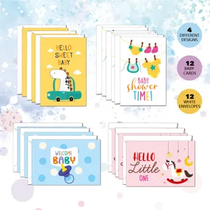 Baby Shower Greeting Cards Newborn Party Invitation Cards With White Envelopes Cute Cartoon Paper Greeting Card