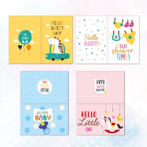 Baby shower greeting cards set cute cartoon newborn invitation greeting cards for celebration party