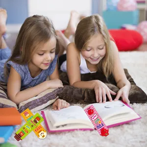 Cute cartoon fruit and food paper bookmarks for kids and students reading books and stationery.