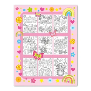 Children coloring book DIY butterfly rainbow theme drawing book for kids creative art painting.