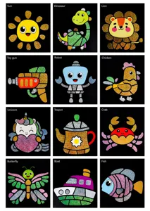 Kids glitter magic art sticker set DIY cartoon animal sparkling craft mosaic pictures for kids